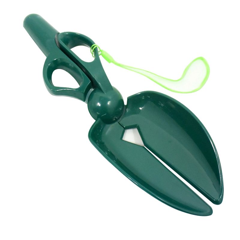 Long Handle Dog Poop Clamp Plastic Scissor Shape Portable Cat Poop Picker Pet Poop Shovel-Green