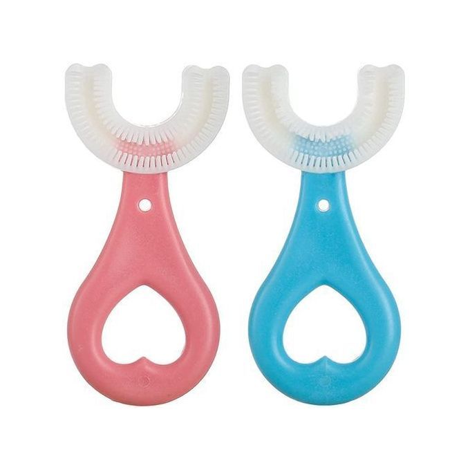 2pcs Silicone U-Shape Kids Manual Toothbrush