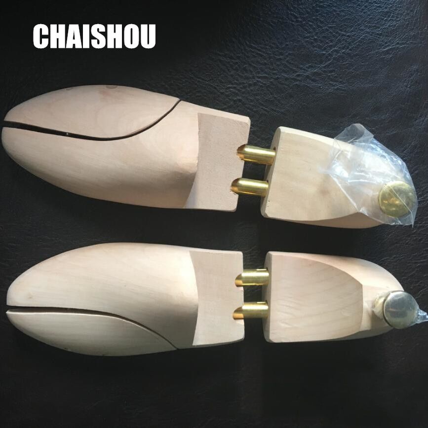 2PCS  Twin Tube Shoes Last Zead Pine Wood Footwear Styling Anti-Wrinkle Adjustable Shoe Shaper Men's Shoe Tree C-166