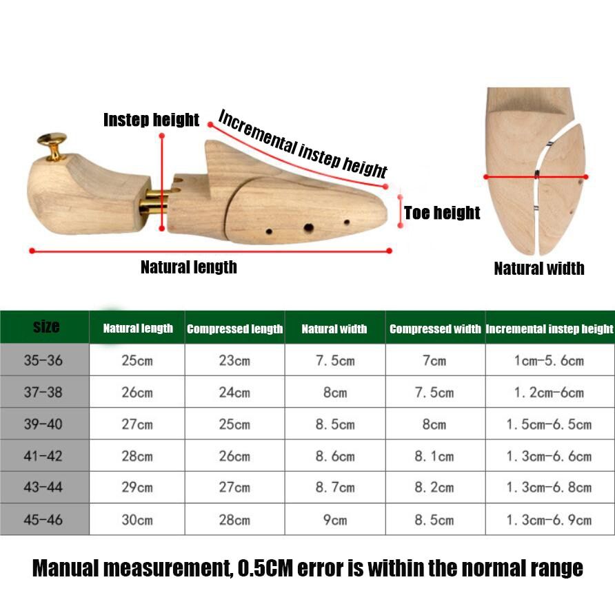 2PCS  Twin Tube Shoes Last Zead Pine Wood Footwear Styling Anti-Wrinkle Adjustable Shoe Shaper Men's Shoe Tree C-166