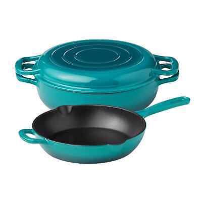 3-Piece Enamel Cast Iron Set  - Green
