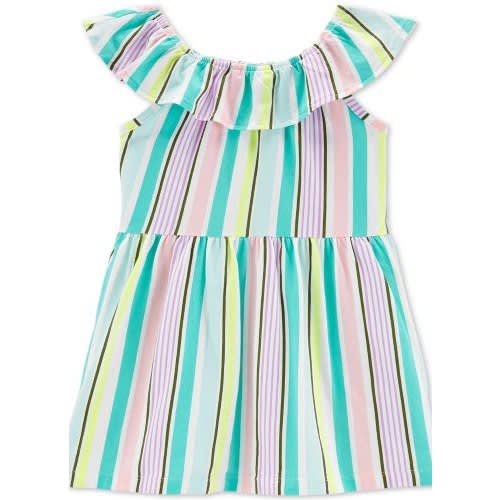 Toddler Girls Striped Ruffled Dress