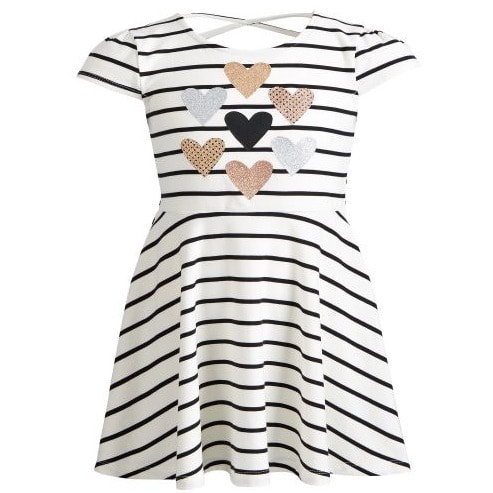 Toddler Girls Striped Hearts Dress