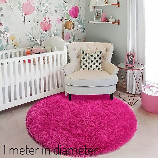 Round Fluffy Center Rug / Room Carpet 1 Meter In Diameter