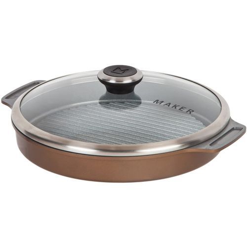 Maker Round Non-Stick Steam Grill Pan - Bronze