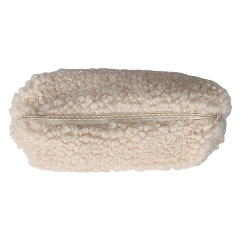 Pencil Case Pen Pouch Plush Kawaii Zipper Bags Cosmetic Make Up Organizer Pouch School Office SuppliesBeige