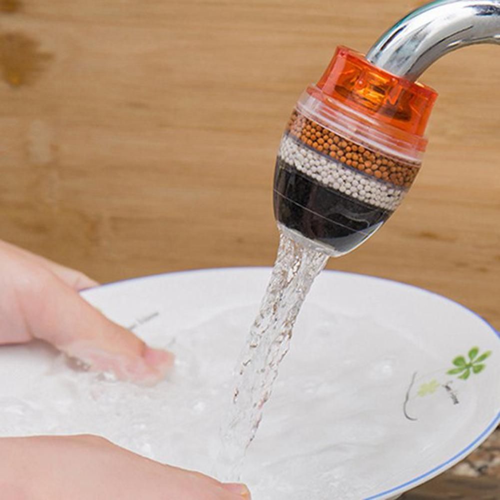Activated Carbon Faucet Filter Faucet Nozzle Water Filter Kitchen Tap 5 Layers Filter Purifier for Home Use Blue