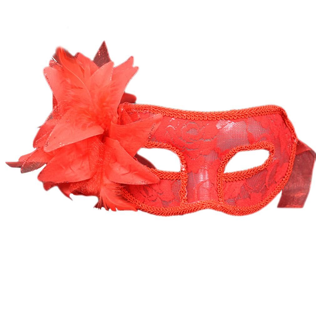 Venetian Party Eye Mask Feather Lace Flower Masquerade Ball
