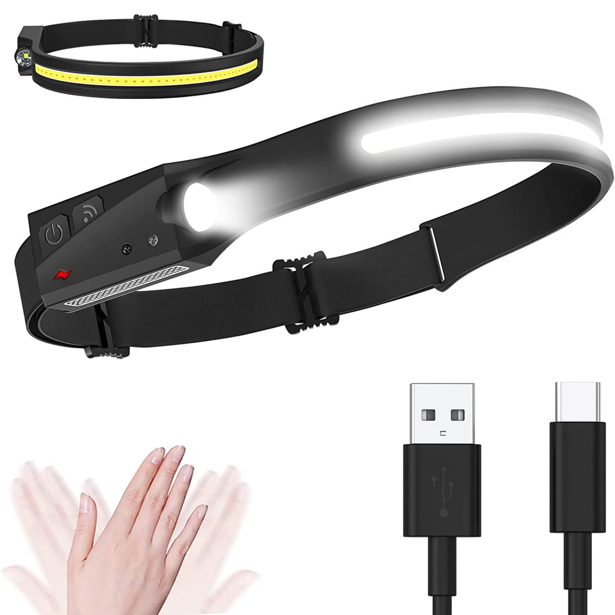 USB Rechargeable Headlamp Lightweight Super Bright LED