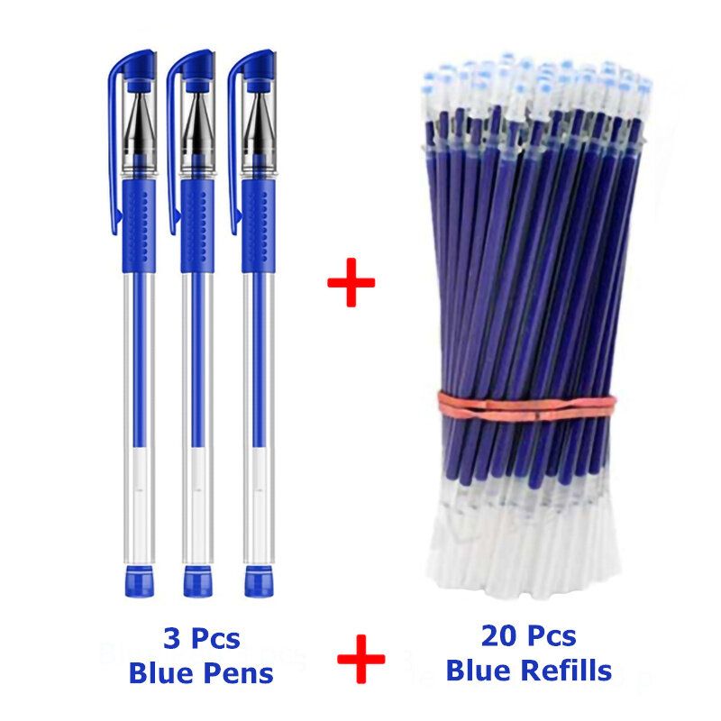 3+20Pcs/Set 0.5mm Pens Refill Set Black Blue Red