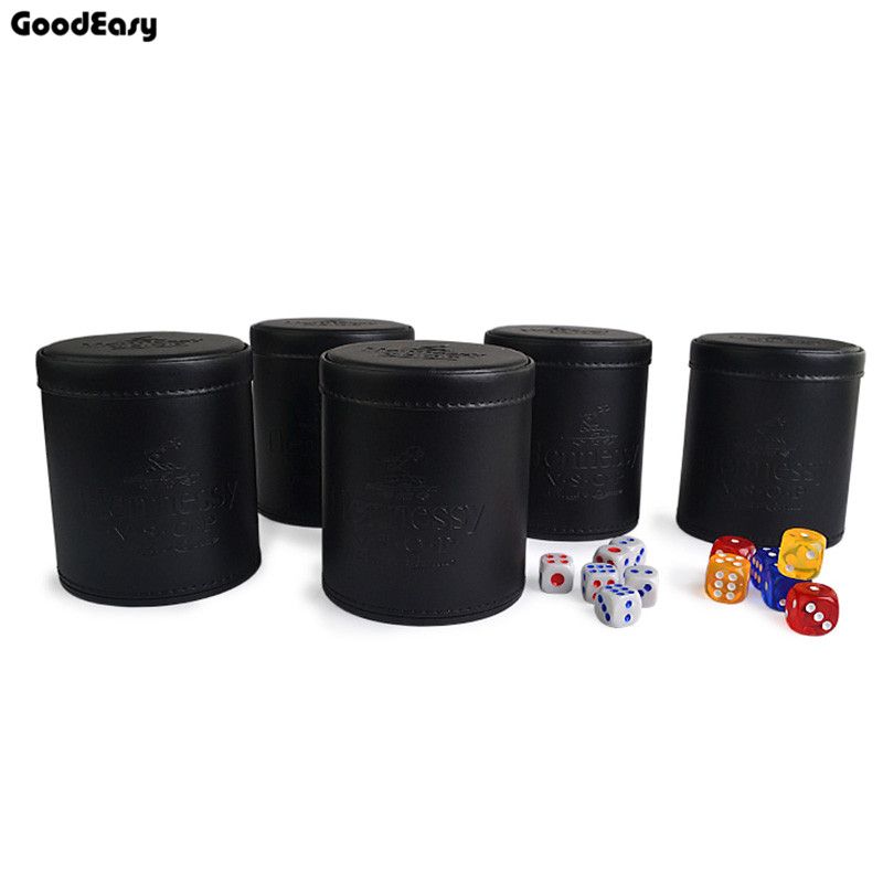 6Pcs Hennessy Dice Cup Plastic With Dices Polyhedral Dice Cup Drinking Board Game Dice Box Game
