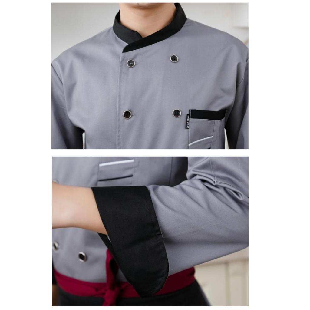 Chef Jacket Uniform Short Sleeve Hotel Kitchen Apparel Cook Gray 2XL
