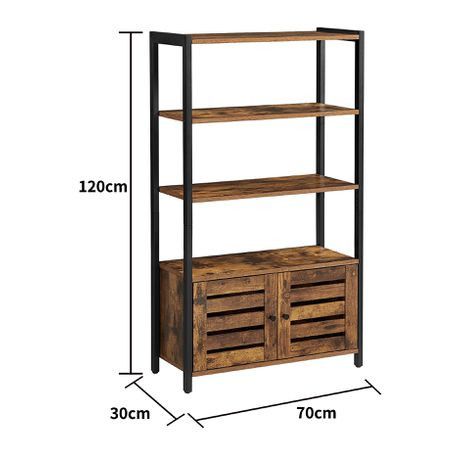 BOOKSHELF STORAGE CABINET WITH 3 SHELVES AND 2 DOORS