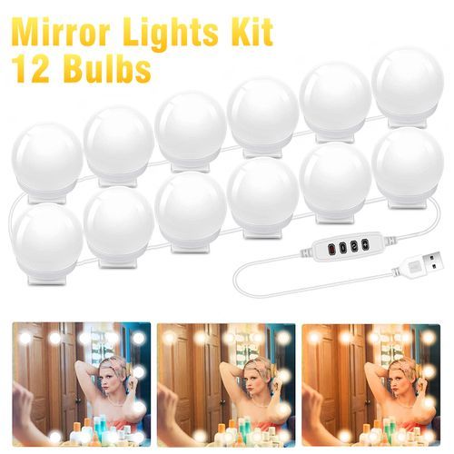 12 Bulbs LED Makeup Mirror Vanity Lights Kit With & 3 Modes