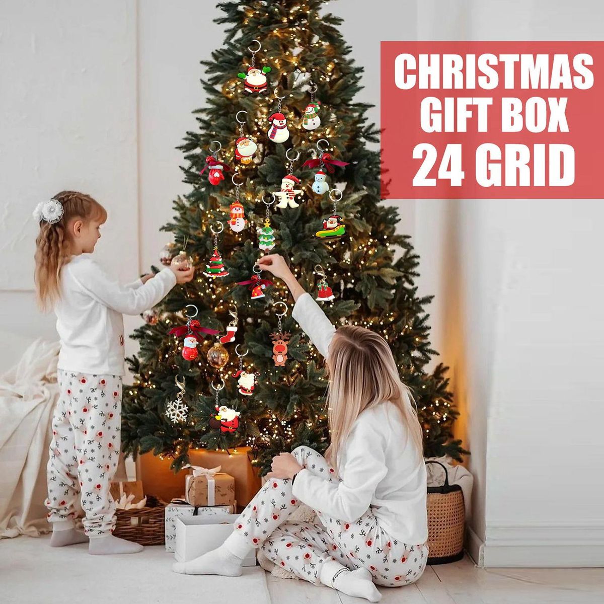 Christmas Advent Calendars Keychain Ornaments Decoration Christmas Gift 24 Days Countdown Novelty Gift Surprise for Kids