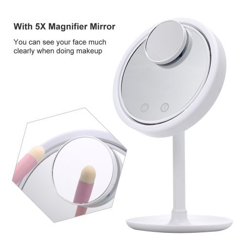 Makeup Mirror With LED Light & Fan 90-degree Rotation Detachable