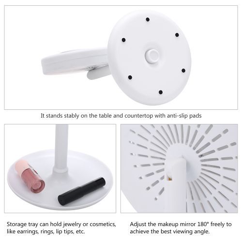 Makeup Mirror With LED Light & Fan 90-degree Rotation Detachable