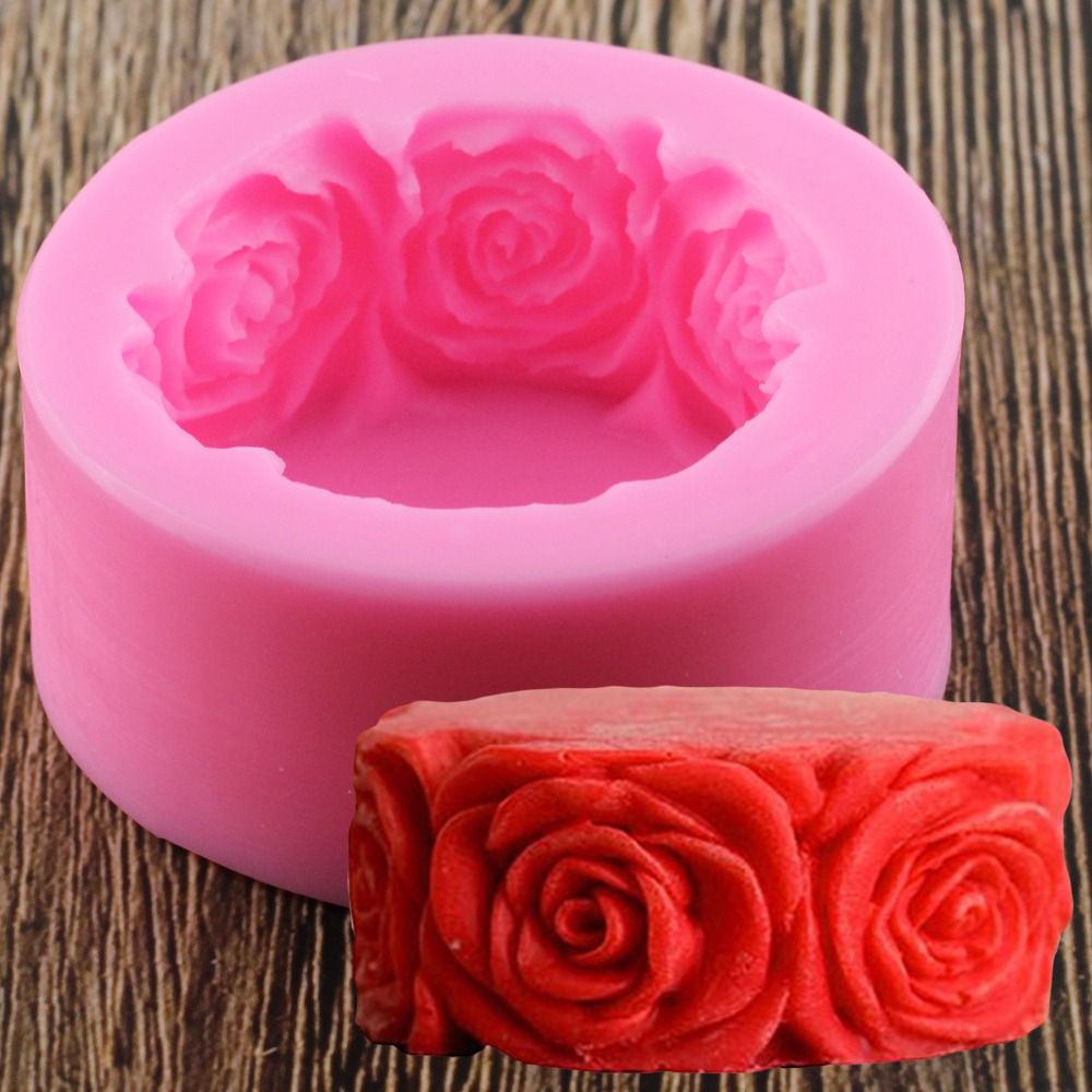 Round Rose Flowers Silicone Soap Mold Multifunction Candle Molds Cake Candy Baking Mould DIY Handmade Craft