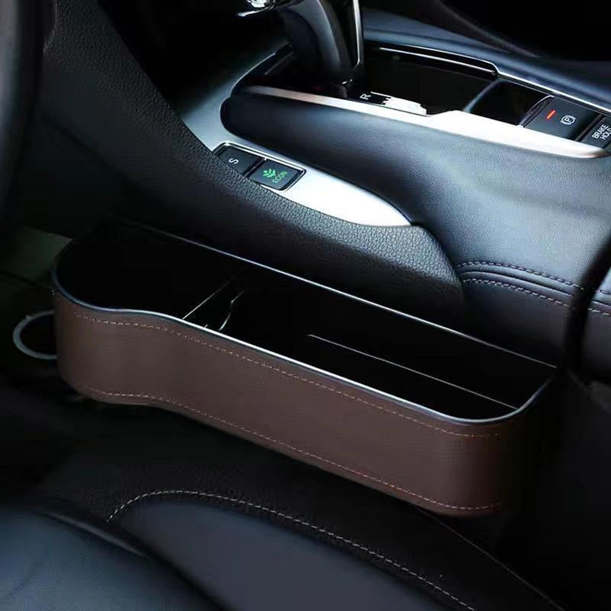 2pcs Car Seat Gap Filler Organizer Storage Box Between Front seat Auto Premium PU Leather Console with Cup Holder Car Pocket for Interior Essentials Red for Right Side and Left Driver
