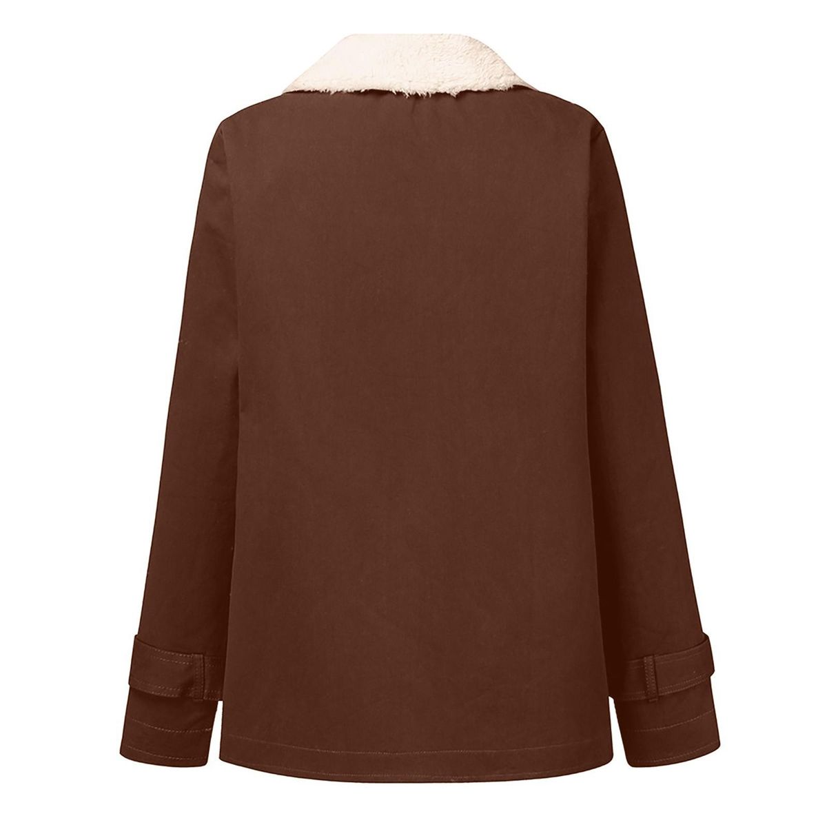 Women Plus Size Winter Warm Composite PlushButton Lapels Jacket Outwea