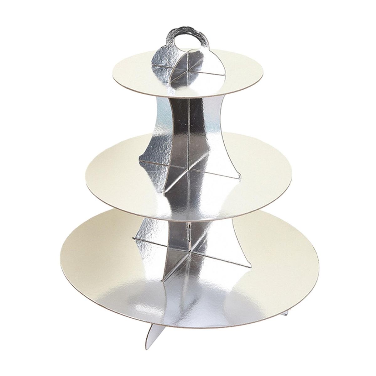 Dessert Plate Tray Tiered Cupcake Stand Birthday Cake Display Holder Silver