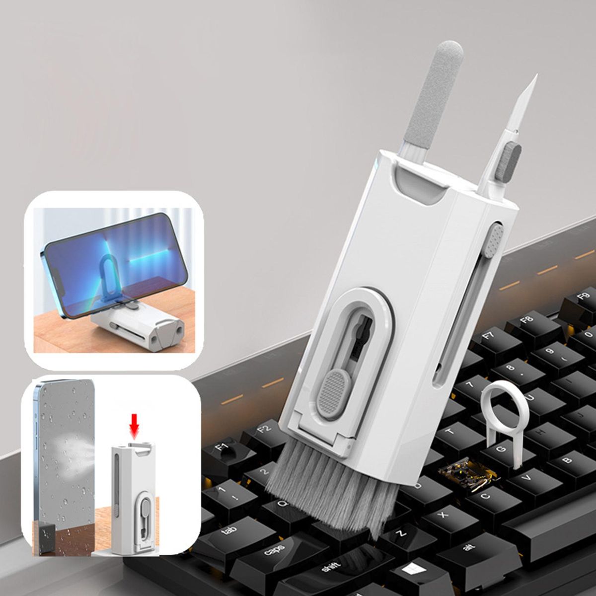 Cleaning Pen Earphone Cleaner Brush Kit Phone Holder White
