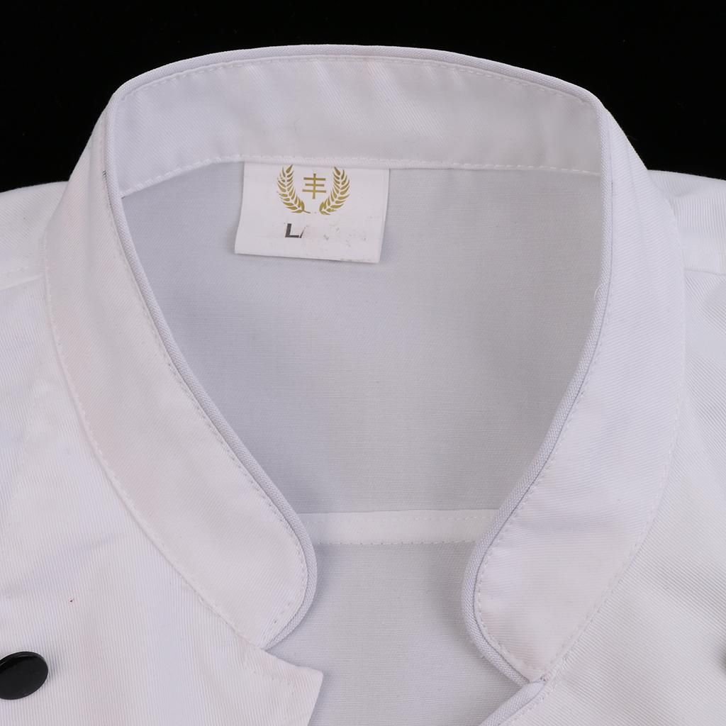 Men Women Short Long Sleeve Chef Coat Cooker Uniform Tops With M White