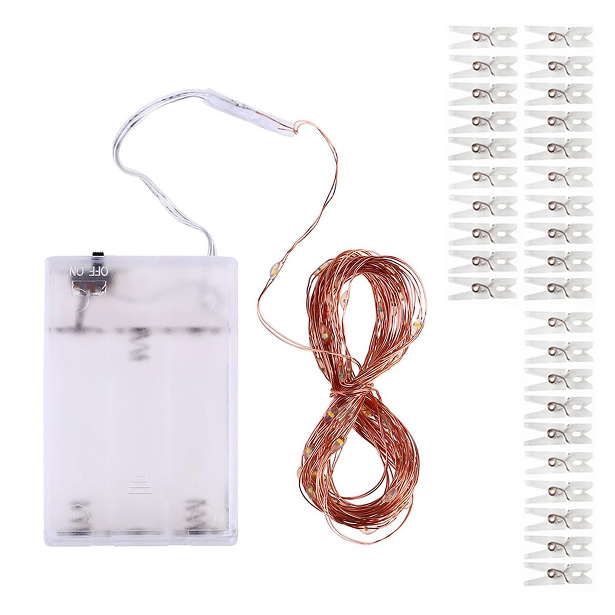 5 Meters 50 LEDs Copper Wire Fairy String Light 3 * AA B-attery Powered Cell Opertaed with 30 Photos Pictures Clamp Clip Flexible Bendable Foldable Design Warm White for Home Party Daily Use DIY Decoration Christamas Xmas Tha