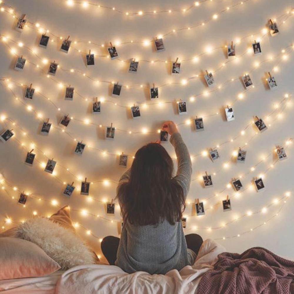 5 Meters 50 LEDs Copper Wire Fairy String Light 3 * AA B-attery Powered Cell Opertaed with 30 Photos Pictures Clamp Clip Flexible Bendable Foldable Design Warm White for Home Party Daily Use DIY Decoration Christamas Xmas Tha