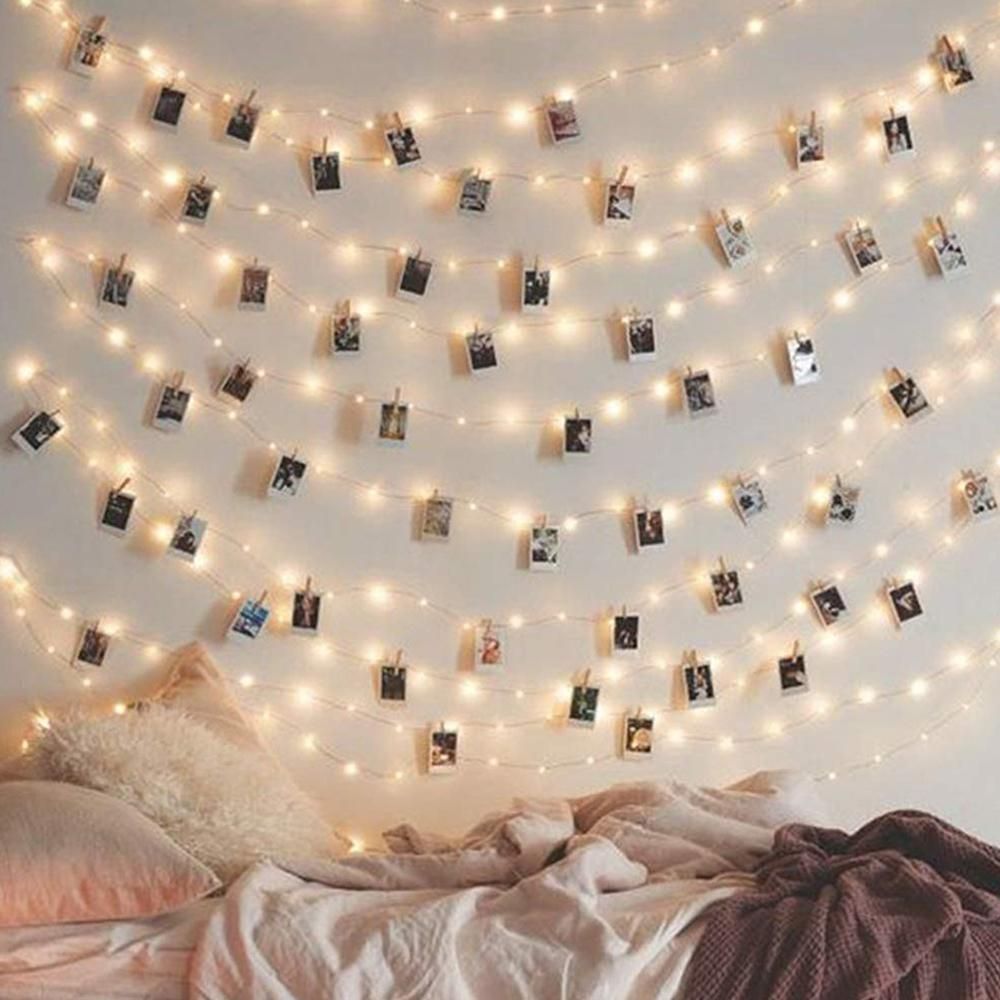 5 Meters 50 LEDs Copper Wire Fairy String Light 3 * AA B-attery Powered Cell Opertaed with 30 Photos Pictures Clamp Clip Flexible Bendable Foldable Design Warm White for Home Party Daily Use DIY Decoration Christamas Xmas Tha