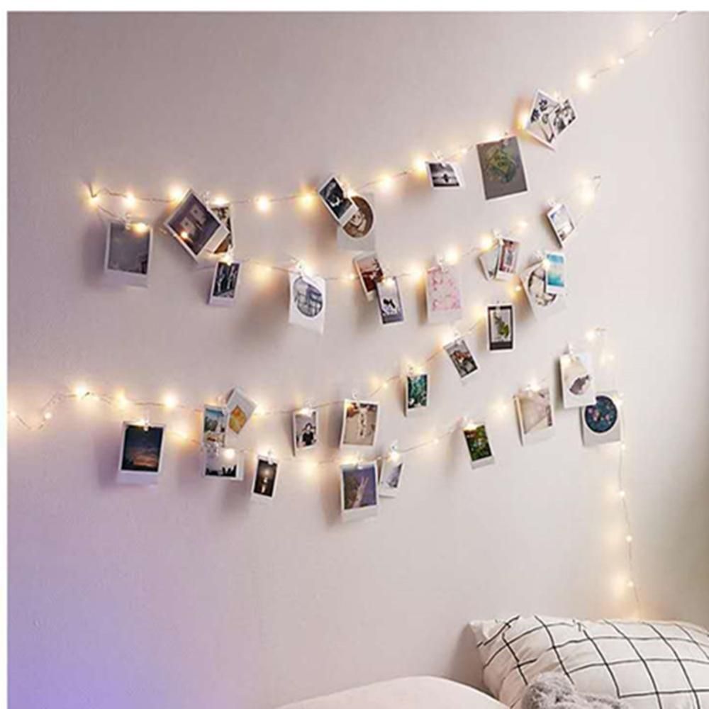 5 Meters 50 LEDs Copper Wire Fairy String Light 3 * AA B-attery Powered Cell Opertaed with 30 Photos Pictures Clamp Clip Flexible Bendable Foldable Design Warm White for Home Party Daily Use DIY Decoration Christamas Xmas Tha