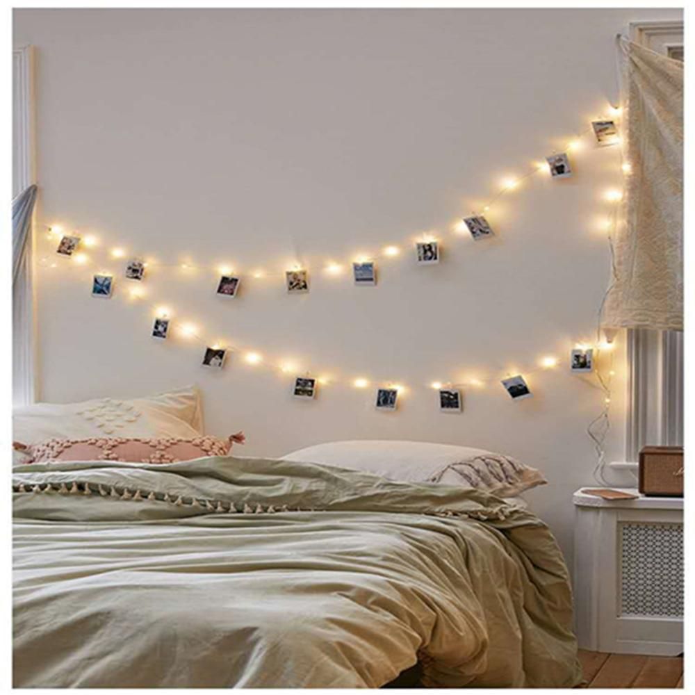 5 Meters 50 LEDs Copper Wire Fairy String Light 3 * AA B-attery Powered Cell Opertaed with 30 Photos Pictures Clamp Clip Flexible Bendable Foldable Design Warm White for Home Party Daily Use DIY Decoration Christamas Xmas Tha
