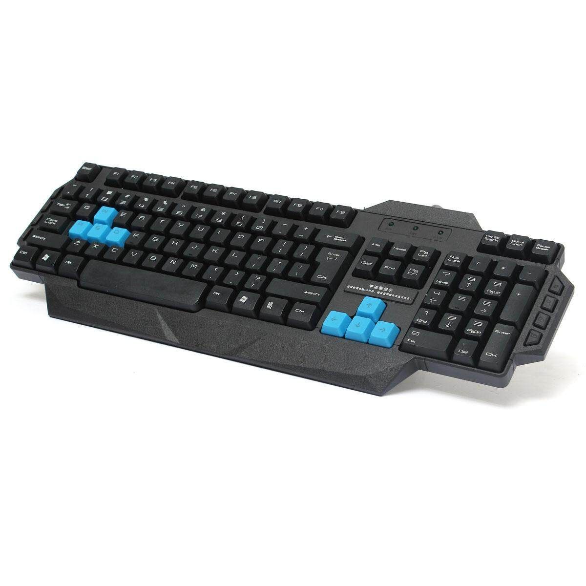 New Professional Ergonomic Black With Blue PS/2 Wired Keyboard Office Gaming Game Keyboard