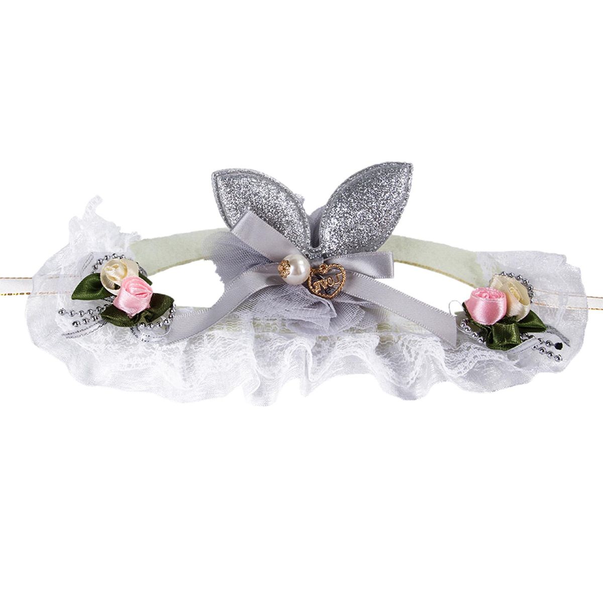 Kitty Headband Gauze Shiny Pet Headgear Silver