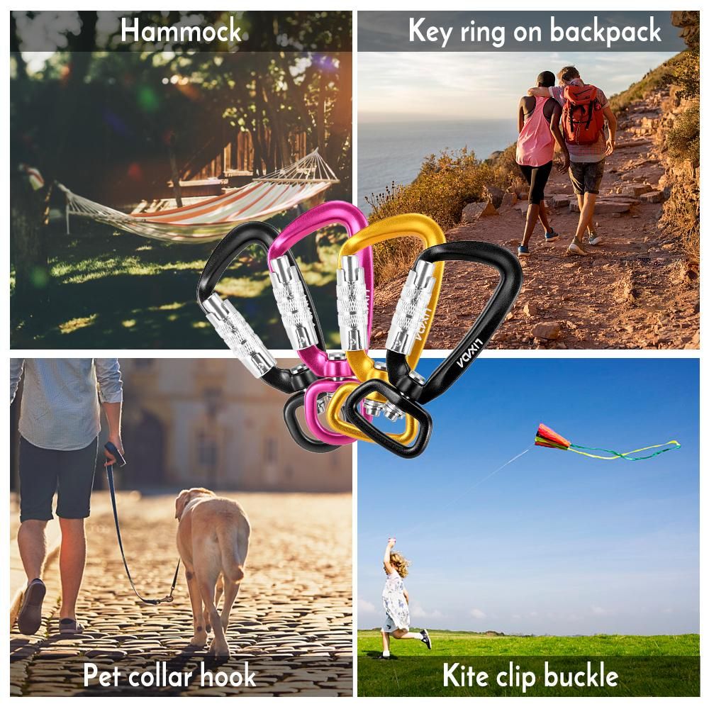2pcs Lixada Swivel Carabiner Clip