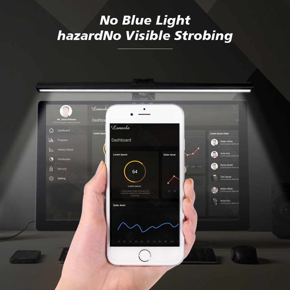 LED Desk Lamp For Computer Screenbar Dimmable Brigtness