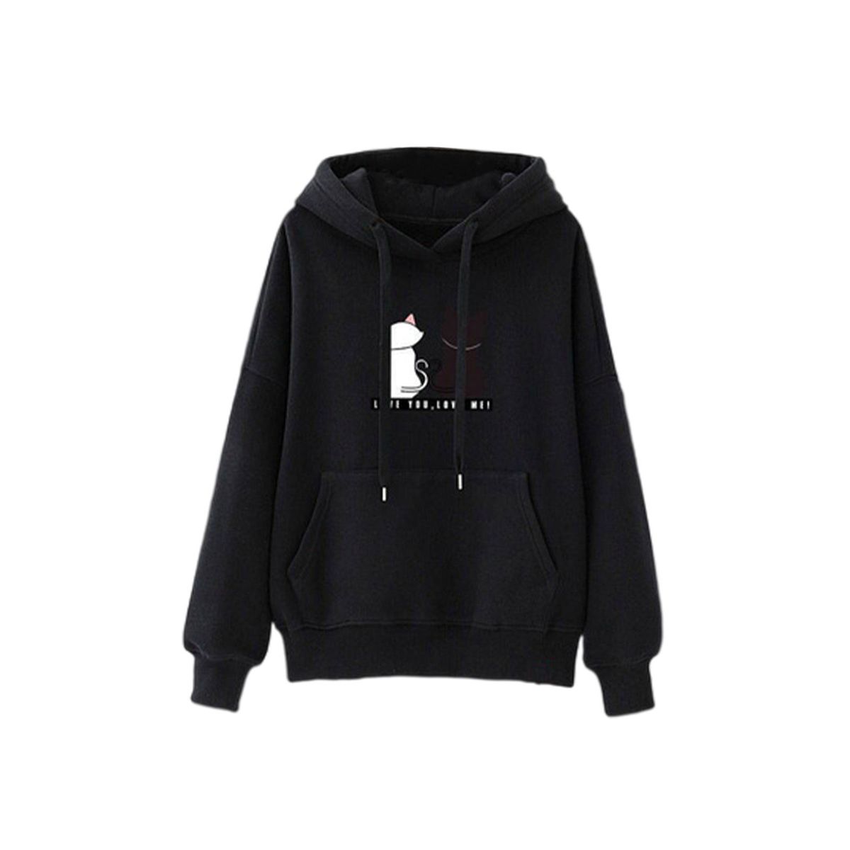 Soft Women Long Sleeve Hoodie Stretchy Hooded Tops With Black XXL