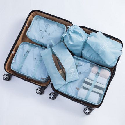 290T Twill Travel Storage Set Seven-piece Suitcase Clothing