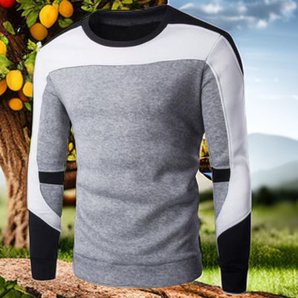 Men's Trendy Multi Long Sleeve Shitrs Sweatshirts T-Shirt - Gray&Black