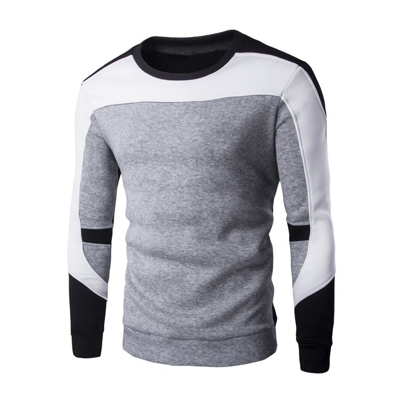 Men's Trendy Multi Long Sleeve Shitrs Sweatshirts T-Shirt - Gray&Black