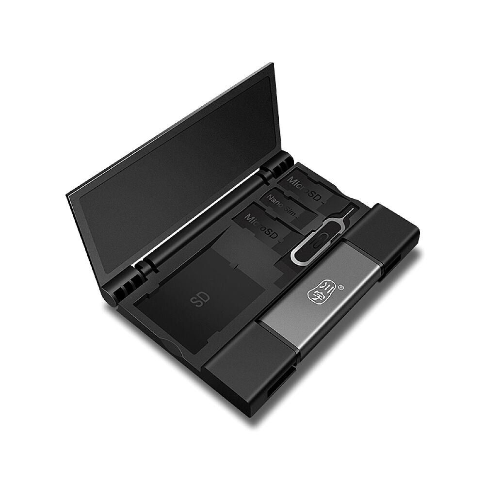 kawau C350D USB3.1 Multifunctional Card Reader Type-C+USB+Micro USB Ports SD/TF Dual-slot for Phone Laptop with Storage Case