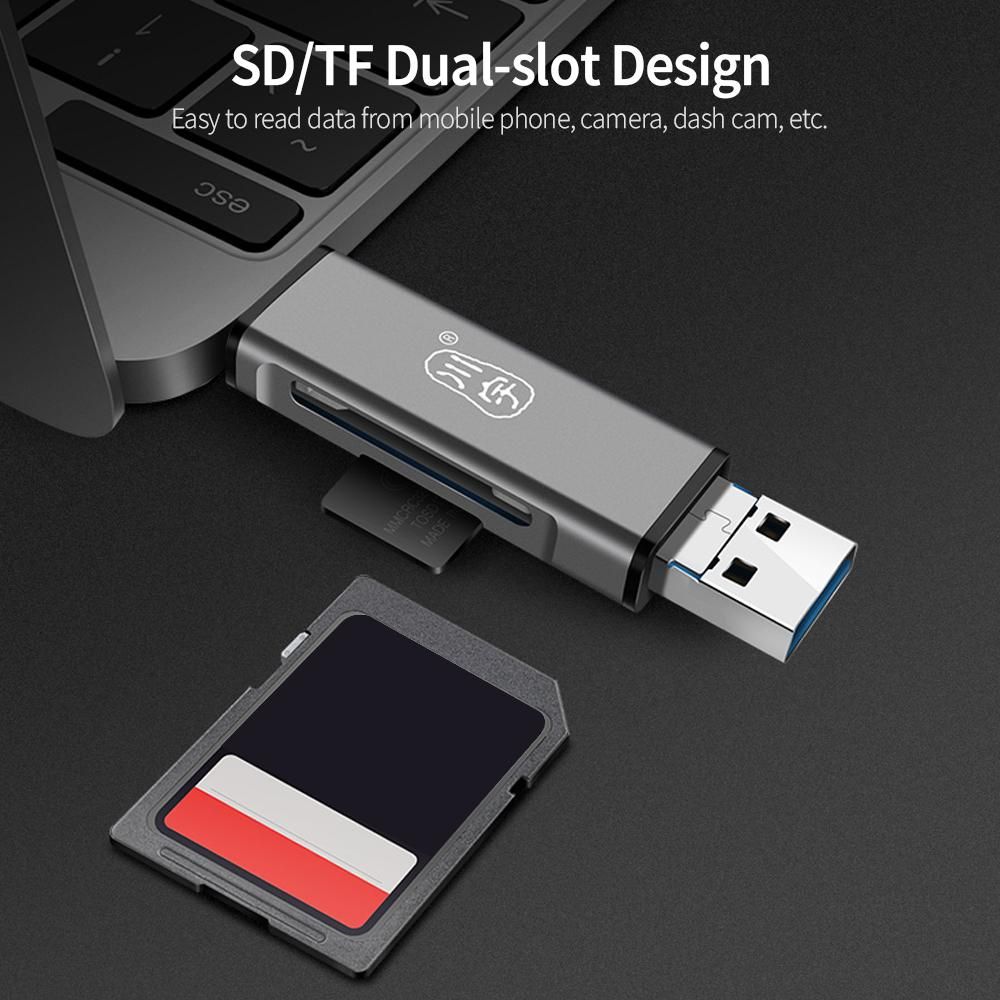 kawau C350D USB3.1 Multifunctional Card Reader Type-C+USB+Micro USB Ports SD/TF Dual-slot for Phone Laptop with Storage Case