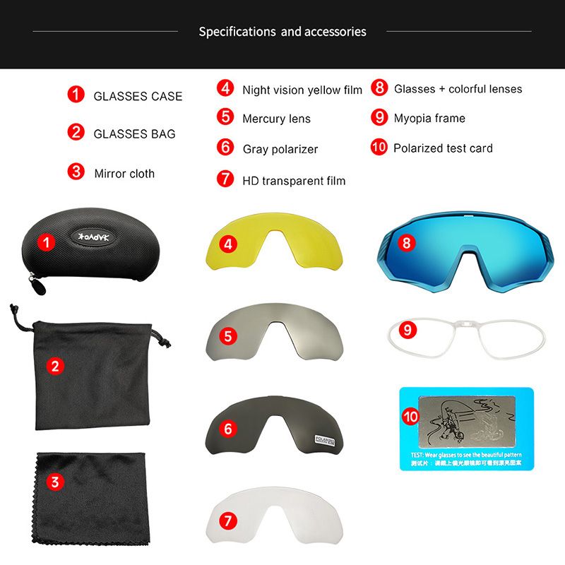 2019 Polarized 5 Lens Cycling Glasses Road Bike Cycling