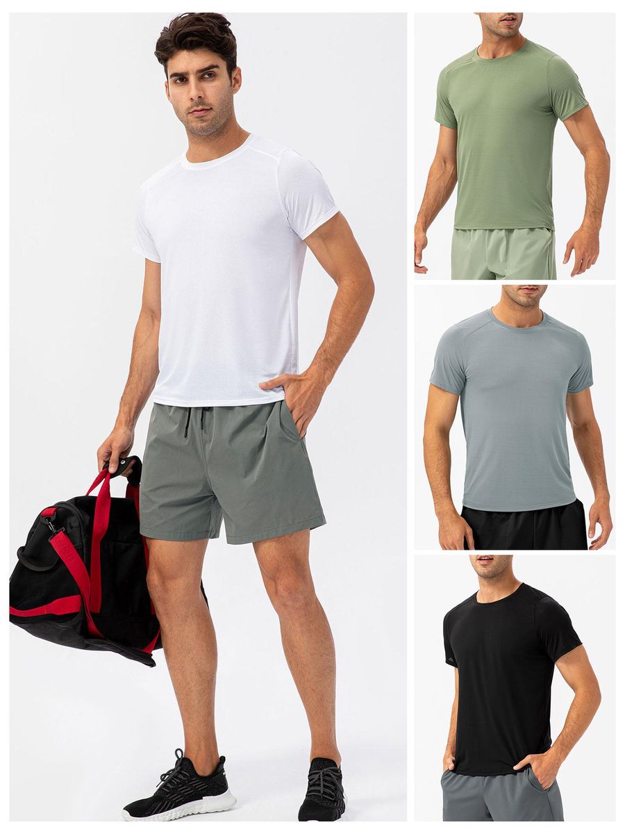 Men Sports T-shirt Short Sleeved Running Shirts Round Neck Fitness Tops