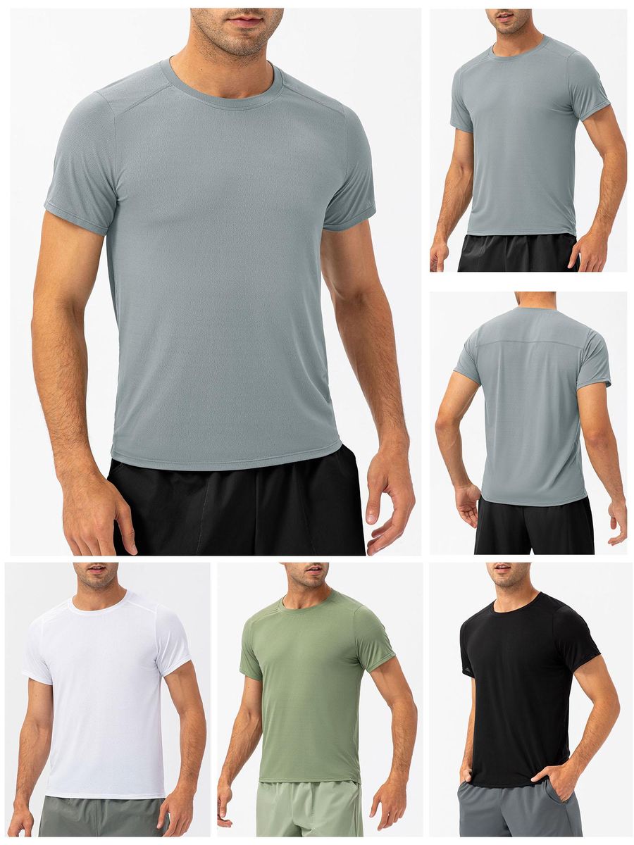Men Sports T-shirt Short Sleeved Running Shirts Round Neck Fitness Tops