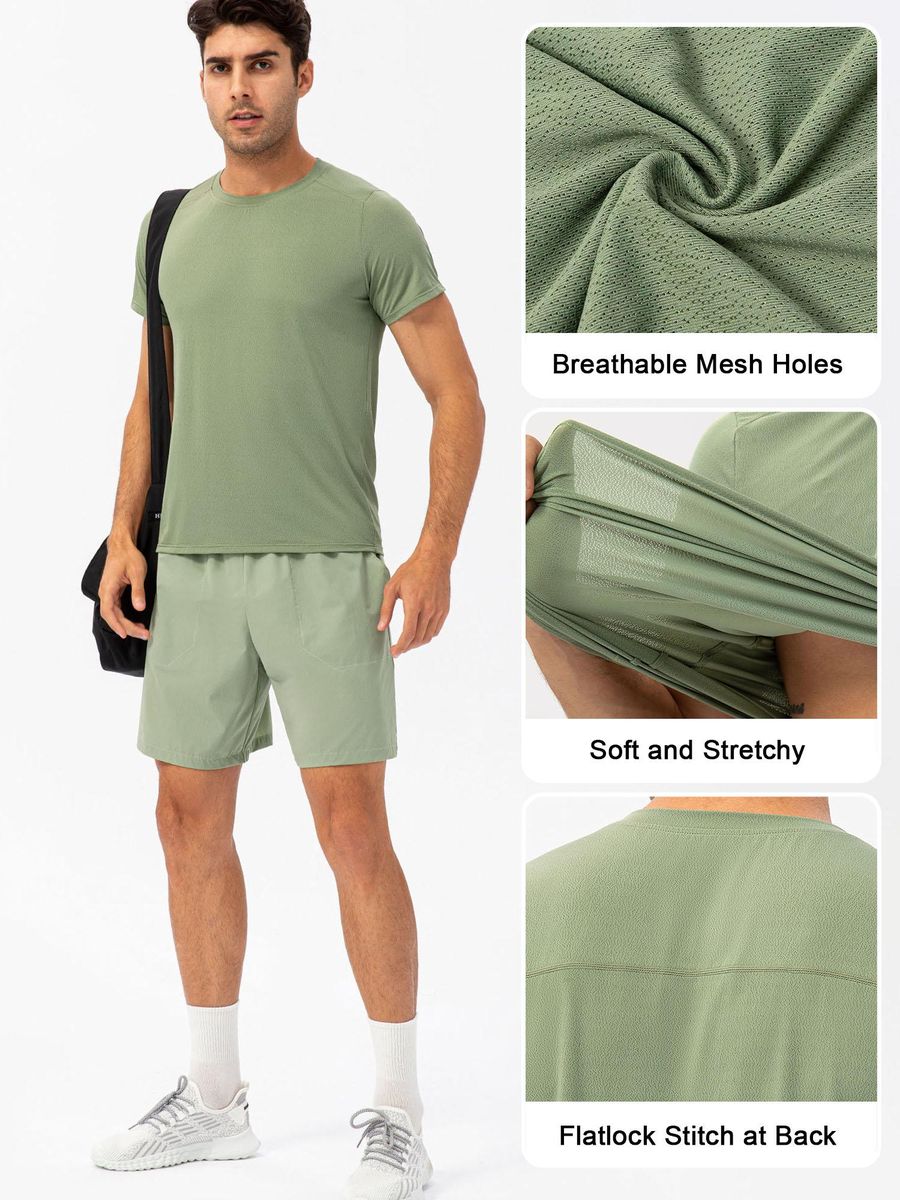 Men Sports T-shirt Short Sleeved Running Shirts Round Neck Fitness Tops