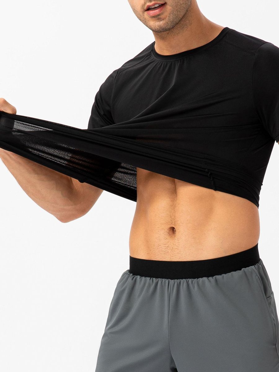 Men Sports T-shirt Short Sleeved Running Shirts Round Neck Fitness Tops