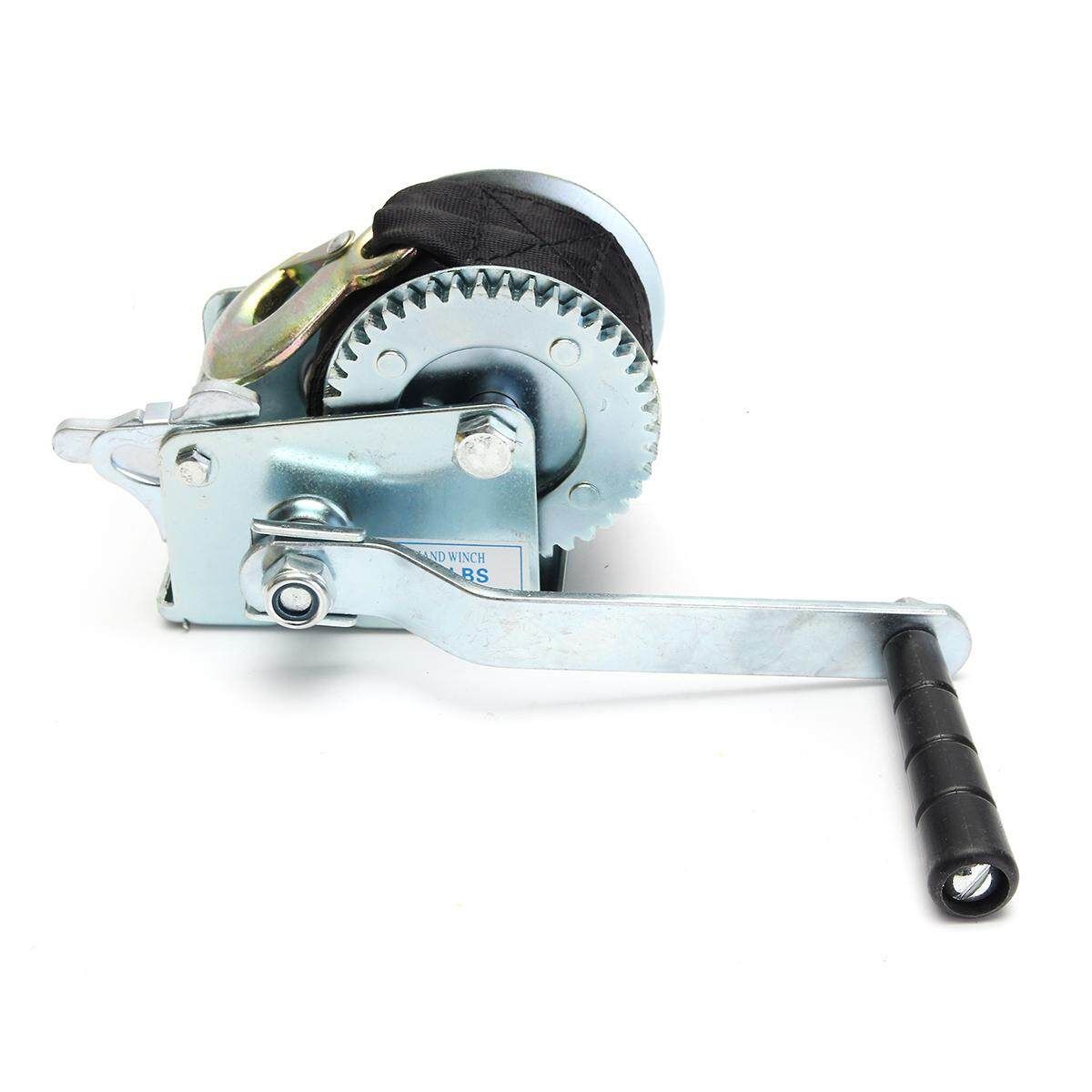 800lbs Heavy Duty Manual Hand Crank Strap Gear Winch For Car Truck Boat Trailer