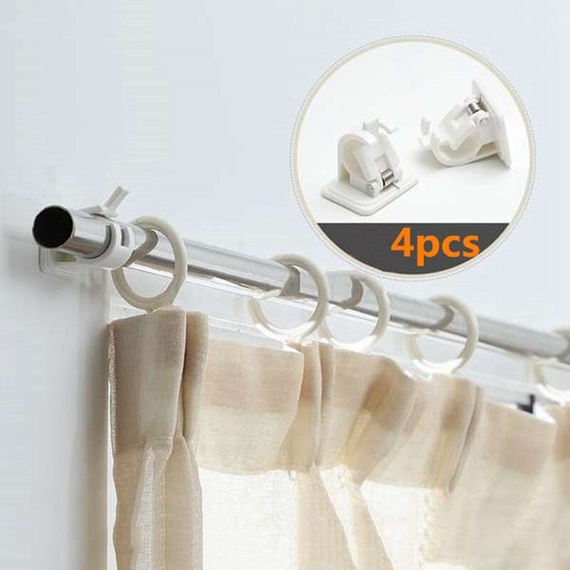 2Set 4Pcs Self-Adhesive Hooks Wall Mounted Curtain Rod
