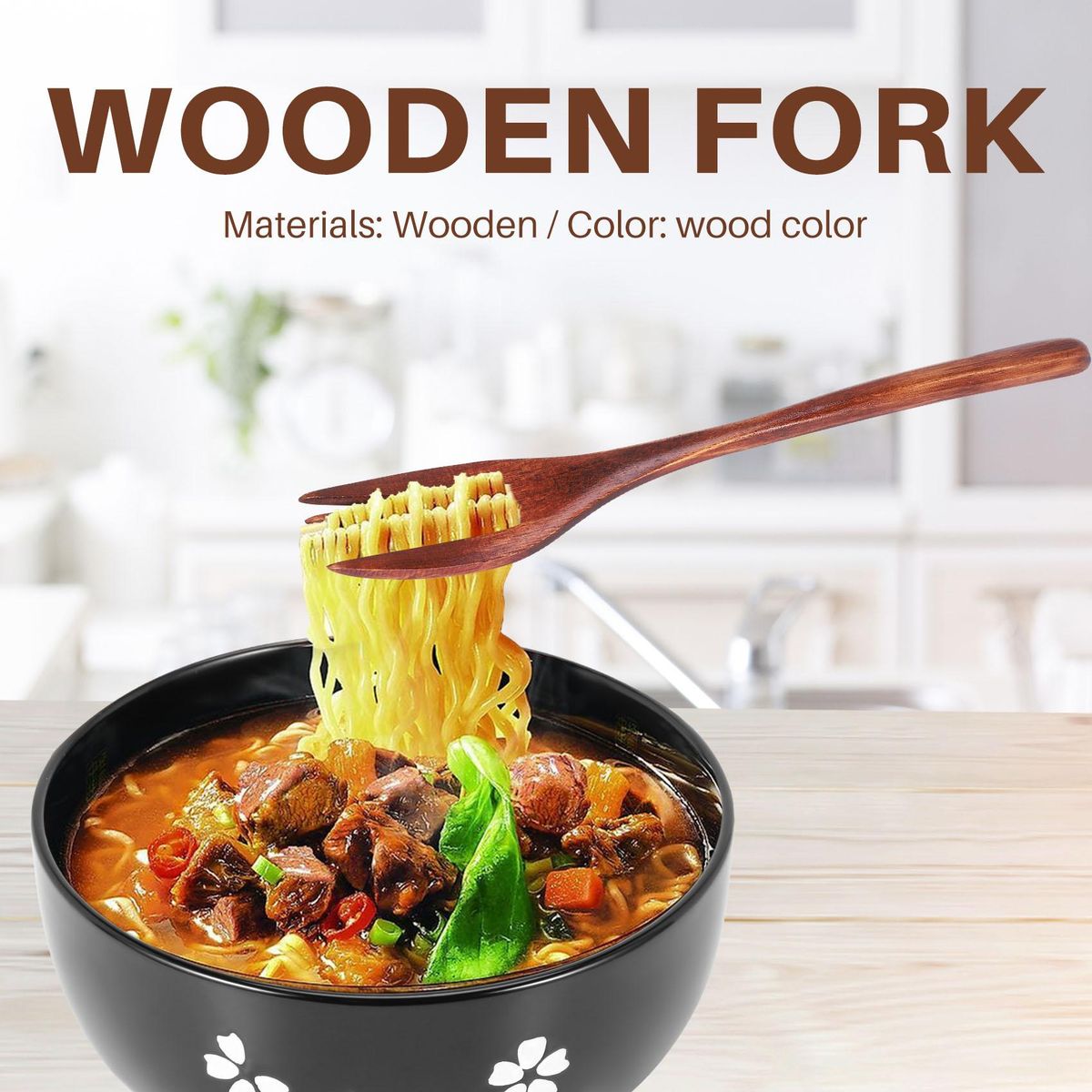 Wooden Forks, 5 Pieces Eco-friendly Japanese Wood Salad Dinner Fork Tableware Dinnerware for Kids Adult (5 Pieces No Rope Wooden Forks)